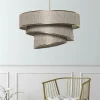 Suspensions / Lustres|ZURICH Suspension salon beige chiné - abat-jour triple