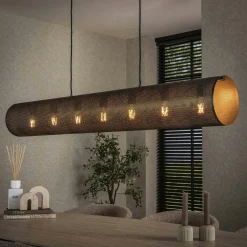 Lampes À Poser·Lampe Style Industriel|Suspensions / Lustres|RALF Suspension tube en métal noir perforé 5 lampes