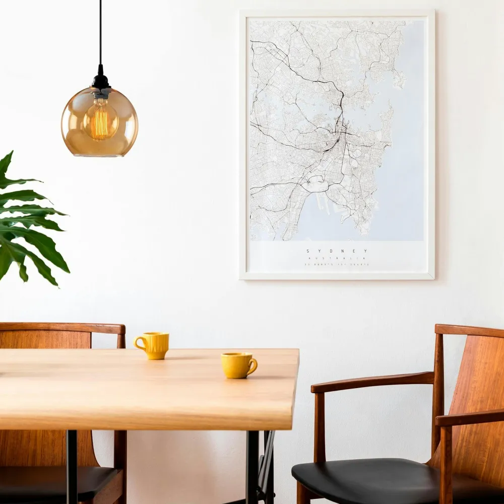 Suspensions / Lustres|SIVAS Suspension verre ambré et métal noir, forme ovale