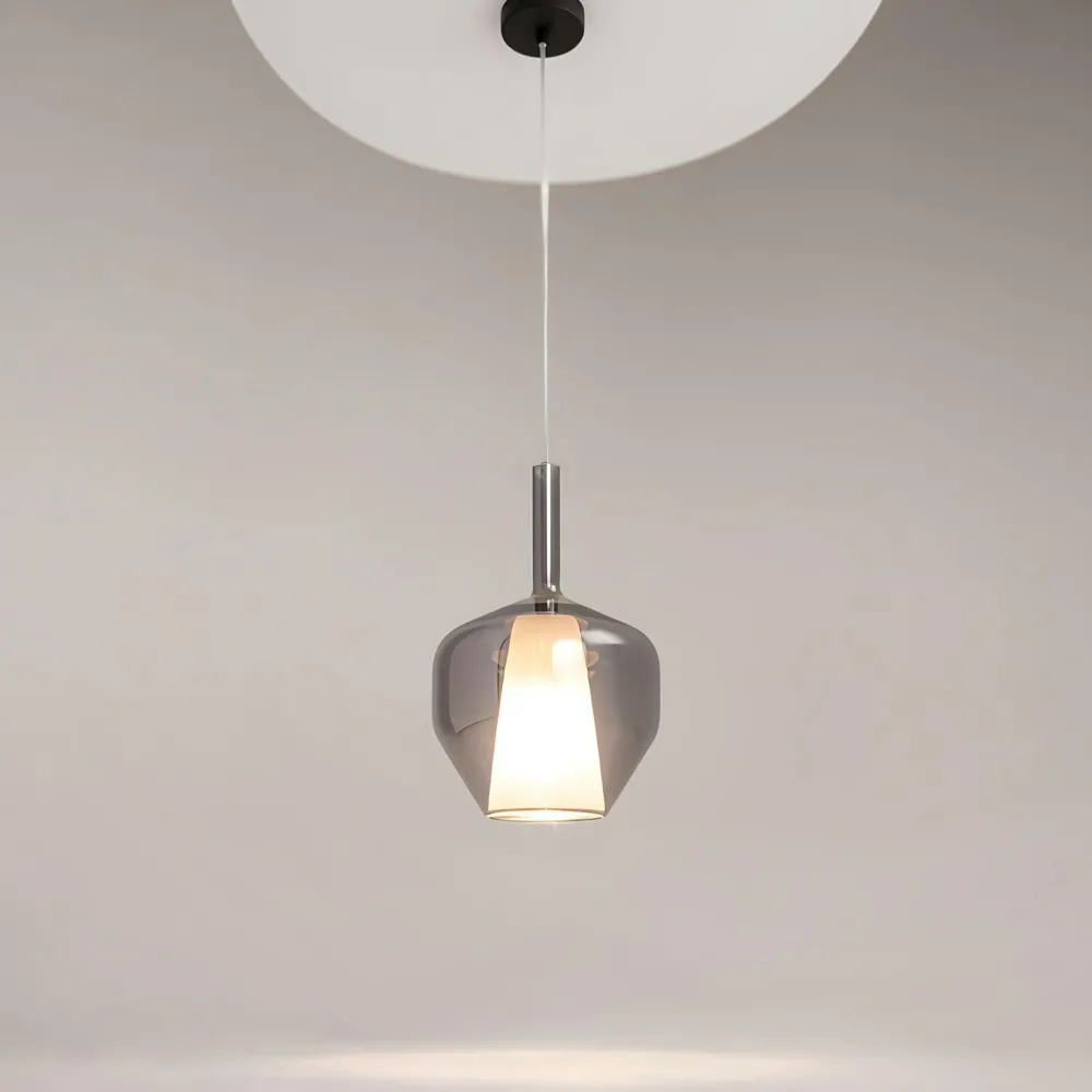 Suspensions / Lustres|LODI Suspension verre doré design – abat-jour double