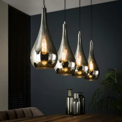 Suspensions / Lustres|RALF Suspension vintage 3 lampes cuivrées forme ellipse