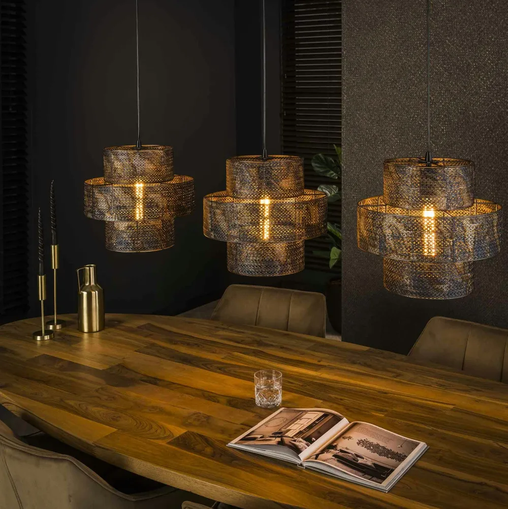 Lampes À Poser·Lampe Style Industriel|Suspensions / Lustres|TRIBECA Suspension vintage en métal brun sombre travaillé Ø80 cm