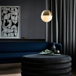 Suspensions / Lustres|SIERRE Suspension vintage globe blanc & doré Ø20 cm