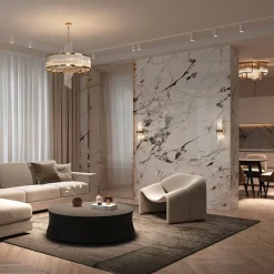 Suspensions / Lustres|ELMA Suspension Art Déco – structure dorée et cascade verre