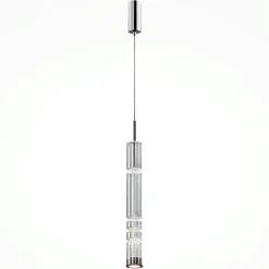 Suspensions / Lustres|SOLANA Suspension design LED – abat‑jour verre taillé gris