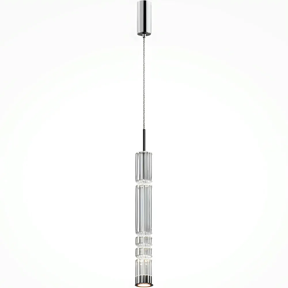 Suspensions / Lustres|SOLANA Suspension design LED – abat‑jour verre taillé gris