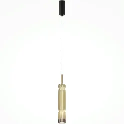 Suspensions / Lustres|SOLANA Suspension design LED – abat‑jour verre taillé gris