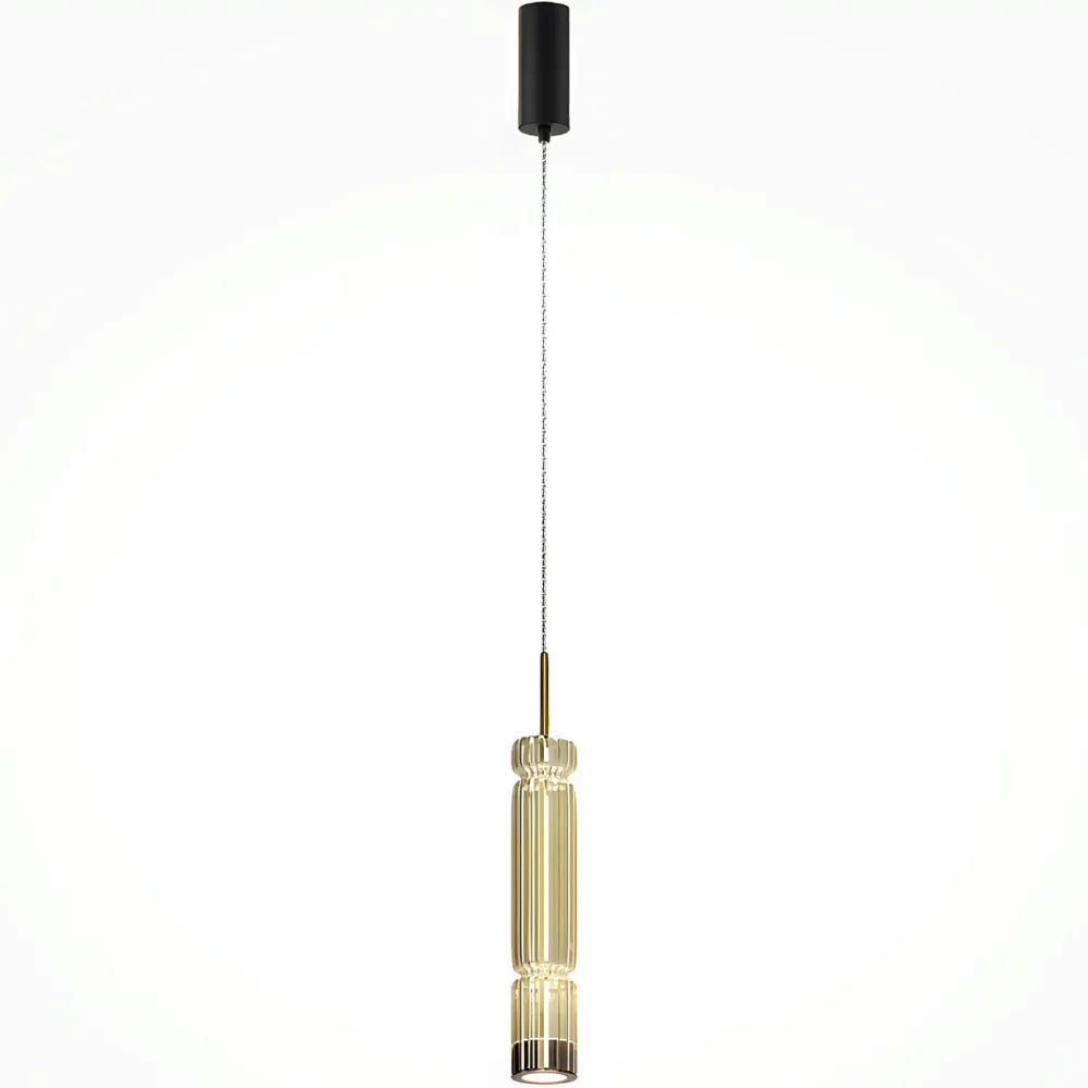 Suspensions / Lustres|SOLANA Suspension design LED – abat‑jour verre taillé gris