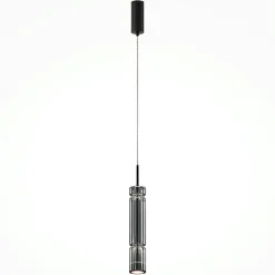 Suspensions / Lustres|SOLANA Suspension design LED – abat‑jour verre taillé gris