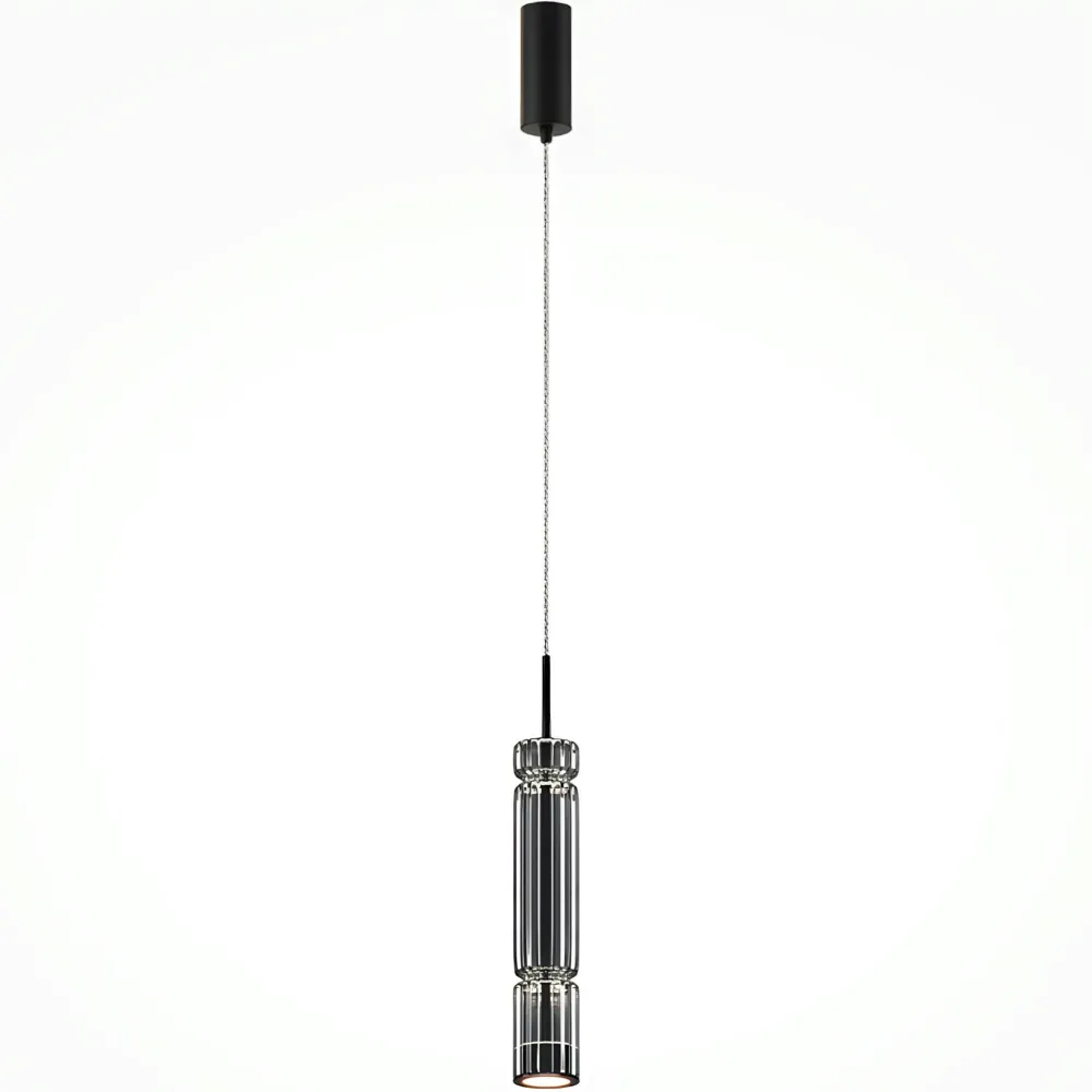 Suspensions / Lustres|SOLANA Suspension design LED – abat‑jour verre taillé gris