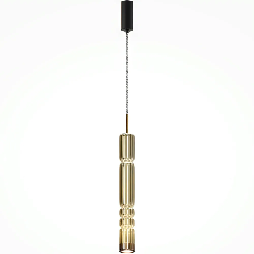 Suspensions / Lustres|SOLANA Suspension design LED – abat‑jour verre taillé ambré