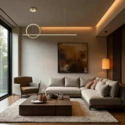 Suspensions / Lustres|SALEM Suspension salon – anneau et barre horizontale dorée