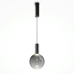 Suspensions / Lustres|DELTONA Suspension verre soufflé LED – globe noir fumé