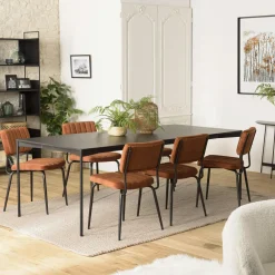 Tables À Manger Industrielles|Tables À Manger Rectangulaires|CORUMBA Table à manger 220 cm en bois noir