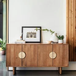 Tables Pied Central|Tables À Manger En Bois|Swing Table à manger 240 cm en teck recyclé massif pied mikado bois