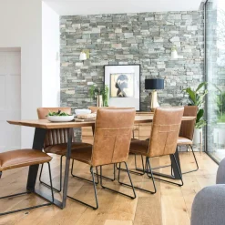 Tables À Manger Rectangulaires|Tables À Manger En Chêne|VOLGA Table à manger bois métal 220 cm