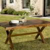 Tables De Jardin|MACAO Table à manger de jardin extensible en teck 180/240 cm pieds croisés