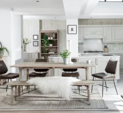 Univers Déco·Maison De Campagne|Tables À Manger Rectangulaires|SALERNE Table à manger en bois recyclé clair tréteaux 200 cm