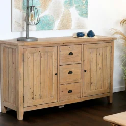 Univers Déco·Maison De Campagne|Tables À Manger Rectangulaires|SALERNE Table à manger en bois recyclé clair tréteaux 200 cm