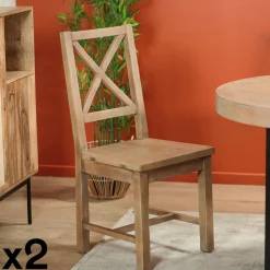 Univers Déco·Maison De Campagne|Tables À Manger Rectangulaires|SALERNE Table à manger en bois recyclé clair tréteaux 200 cm