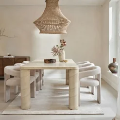 Tables À Manger Rectangulaires|IDAHO Table à manger en pierre forme organique 150 cm