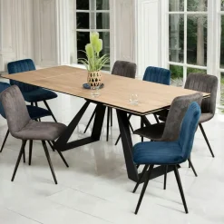 Tables À Manger Rectangulaires|Tables À Manger En Céramique|LOMBARDIE Table à manger extensible en céramique grise 180-280