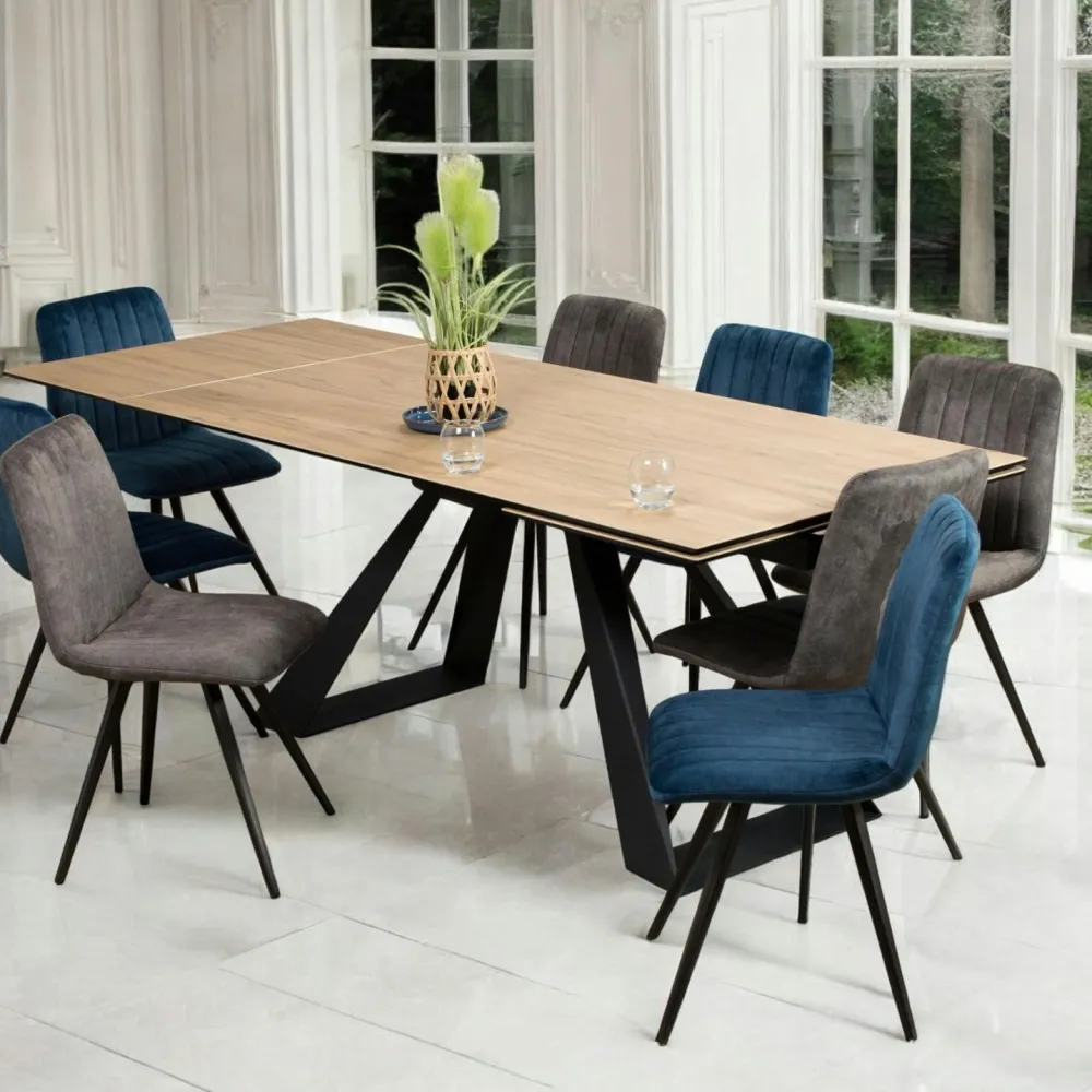 Tables À Manger Rectangulaires|Tables À Manger En Céramique|LOMBARDIE Table à manger extensible en céramique grise 180-280