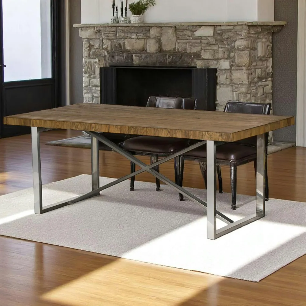 Tables À Manger Rectangulaires|Tables À Manger En Chêne|RIVERSIDE Table à manger moderne chêne acier 200 cm