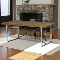 Tables À Manger Rectangulaires|Tables À Manger En Chêne|RIVERSIDE Table à manger moderne chêne acier 240 cm