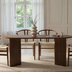 Tables À Manger En Bois|MARFA Table à manger moderne effet noyer pieds en V 180 cm