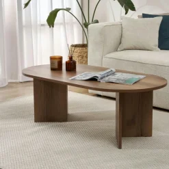 Tables À Manger En Bois|MARFA Table à manger moderne effet noyer pieds en V 180 cm