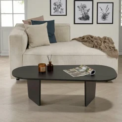 Tables À Manger En Bois|MARFA Table à manger moderne noire effet bois pieds en V 180 cm