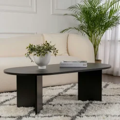 Tables À Manger En Bois|MARFA Table à manger moderne noire effet bois pieds en V 180 cm