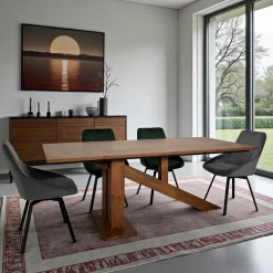 Tables À Manger Rectangulaires|Tables À Manger En Chêne|OKA Table à manger moderne piètement oblique chêne massif 240 cm