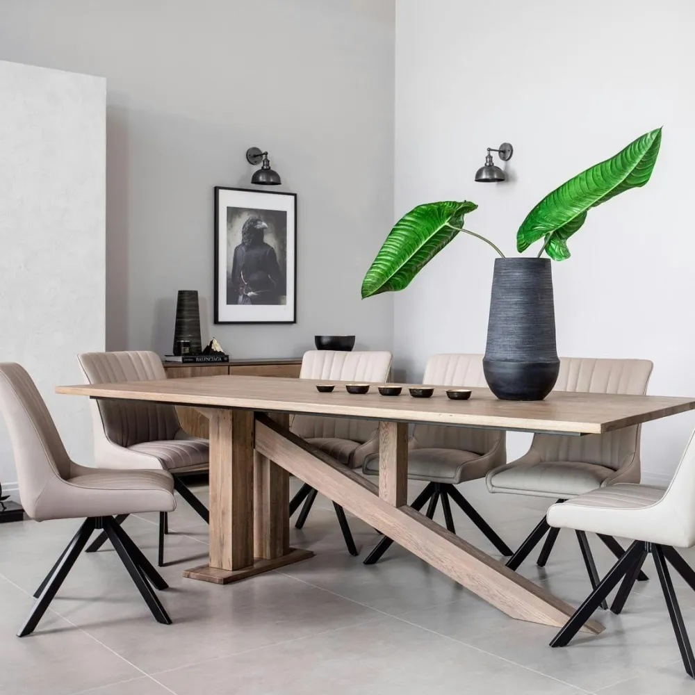 Univers Déco·Design Contemporain|Tables À Manger Rectangulaires|HUDSON Table à manger moderne piètement oblique chêne massif 200 cm