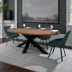 Tables À Manger En Bois|ONTARIO Table à manger ovale en bois de teck recyclé 190 cm