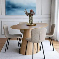 Tables À Manger En Bois|LISBONNE Table à manger ovale en bois clair 160 cm