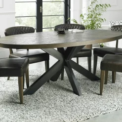 Tables À Manger En Chêne|Tables À Manger En Bois|ARLINGTON Table à manger ovale en marqueterie de chêne 200 cm