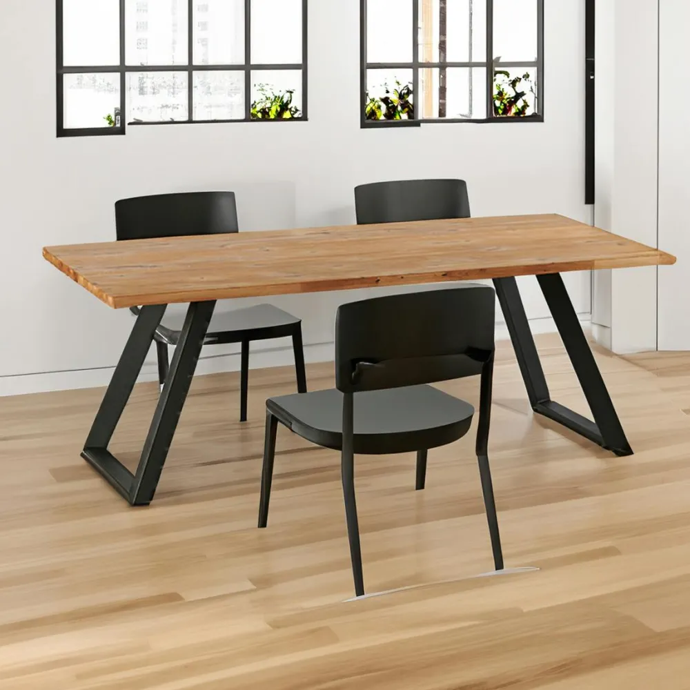 Tables À Manger Rondes|Tables À Manger En Bois|KORKAI Table à manger ronde bois recyclé motif éventail 120 cm