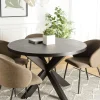 Tables À Manger Industrielles|Tables À Manger Rondes|BIHAR Table à manger ronde bois anthracite effet pierre 120 cm