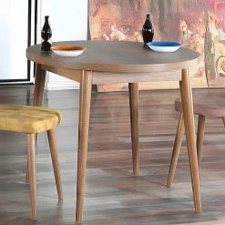 Tables À Manger Rondes|Tables À Manger En Bois|MARFA Table à manger ronde effet bois de noyer clair Ø90 cm