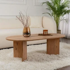 Tables À Manger Rondes|Tables À Manger En Bois|MARFA Table à manger ronde effet bois de noyer Ø120 cm