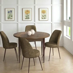 Tables À Manger Rondes|Tables À Manger En Bois|AROLA Table à manger ronde effet bois noyer foncé Ø90 cm