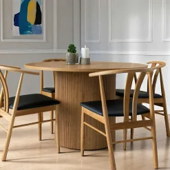 Tables À Manger Rondes|Tables À Manger En Bois|MATERA Table à manger ronde effet bois blond ø120 cm