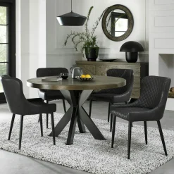 Tables À Manger Rondes|Tables À Manger En Chêne|ARLINGTON Table à manger ronde en marqueterie de chêne 120 cm