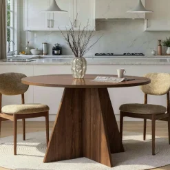 Tables À Manger Rondes|Tables À Manger En Bois|MARFA Table à manger ronde noire effet bois Ø120 cm