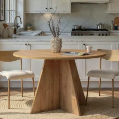 Tables À Manger Rondes|Tables À Manger En Bois|MARFA Table à manger ronde noire effet bois Ø120 cm