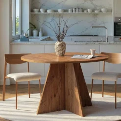 Tables À Manger Rondes|Tables À Manger En Bois|MARFA Table à manger ronde noire effet bois Ø120 cm