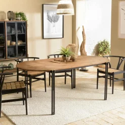 Tables À Manger Rondes|Tables À Manger En Bois|Swing Table à manger ronde teck recyclé D130