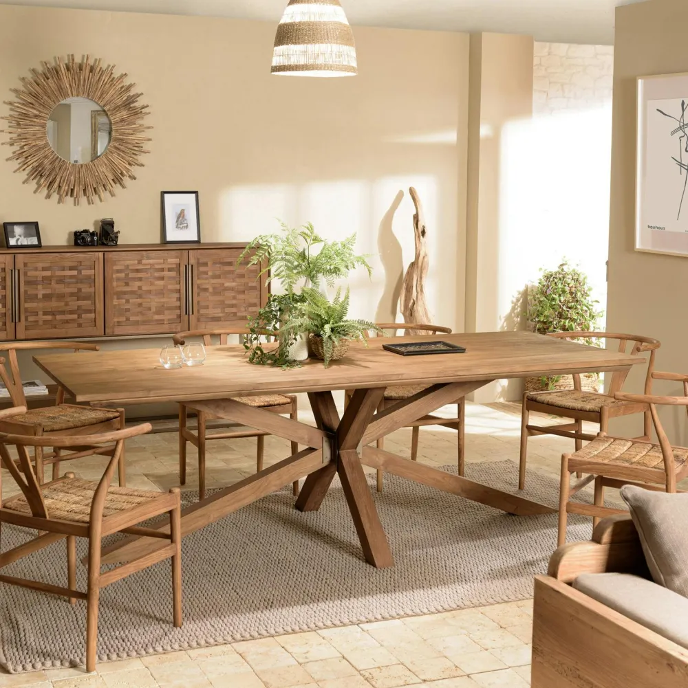 Tables À Manger Rondes|Tables À Manger En Bois|Swing Table à manger ronde teck recyclé D130